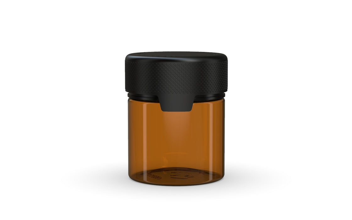 90CC/3FL.OZ/90ML Aviator CR - Container With Inner Seal & Tamper - Translucent Amber With Opaque Black Lid