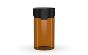 150CC/5FL.OZ/150ML Aviator CR - Container With Inner Seal & Tamper - Translucent Amber With Opaque Black Lid - Copackr.com