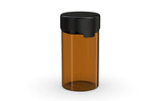 150CC/5FL.OZ/150ML Aviator CR - Container With Inner Seal & Tamper - Translucent Amber With Opaque Black Lid - Copackr.com