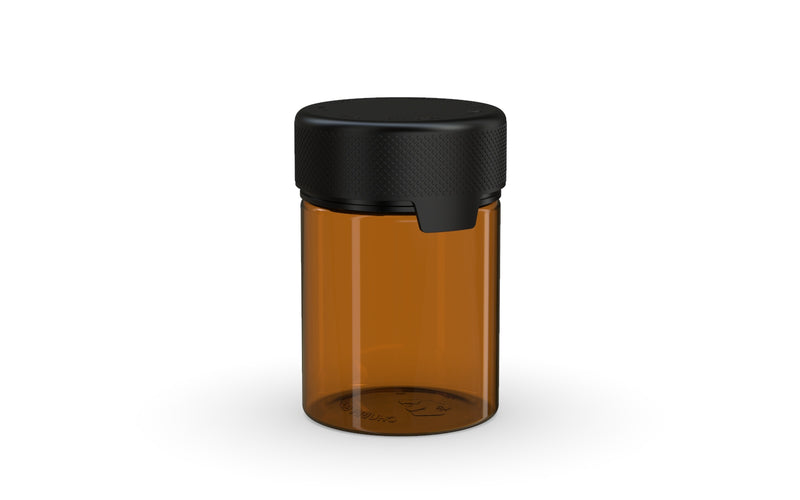 120CC/4FL.OZ/120ML Aviator CR - Container With Inner Seal & Tamper - Translucent Amber With Opaque Black Lid - Copackr.com