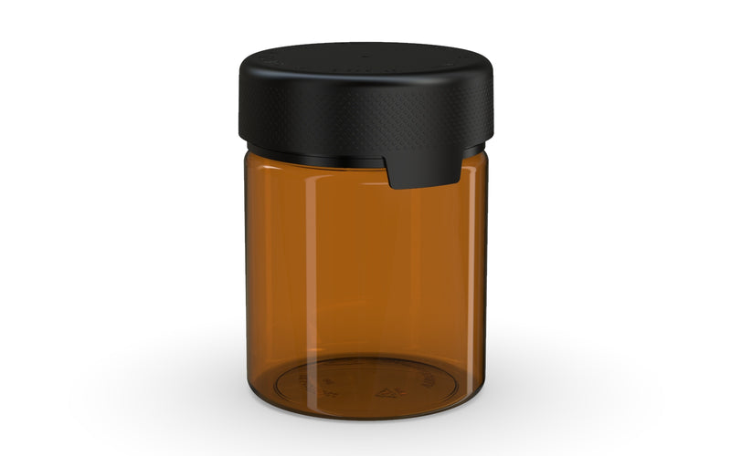 550CC/18.5FL.OZ/550ML Aviator CR - XL Container With Inner Seal & Tamper - Translucent Amber With Opaque Black Lid - Copackr.com