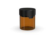 90CC/3FL.OZ/90ML Aviator CR - Container With Inner Seal & Tamper - Translucent Amber With Opaque Black Lid - Copackr.com