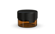 30CC/1FL.OZ/30ML Aviator CR - Container With Inner Seal & Tamper - Translucent Amber With Opaque Black Lid - Copackr.com