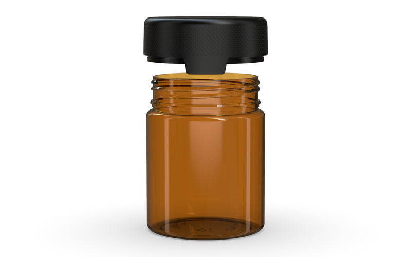 550CC/18.5FL.OZ/550ML Aviator CR - XL Container With Inner Seal & Tamper - Translucent Amber With Opaque Black Lid - Copackr.com