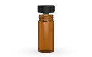 240CC/8FL.OZ/240ML Aviator CR - Container With Inner Seal & Tamper - Translucent Amber With Opaque Black Lid - Copackr.com