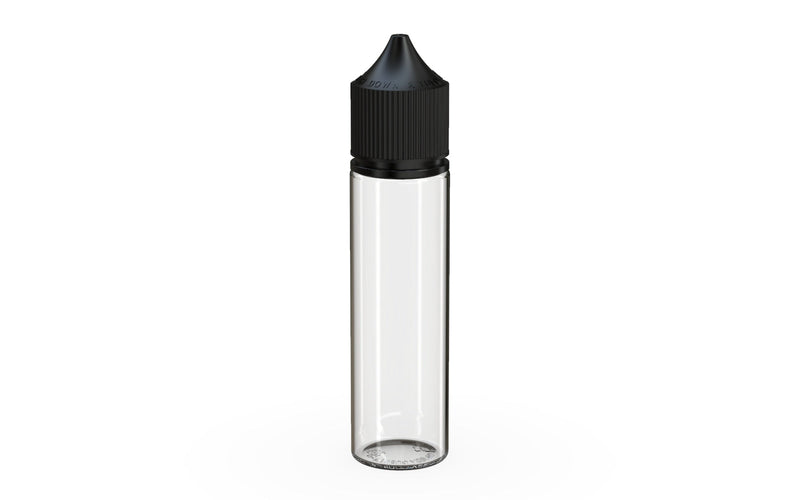 Chubby Gorilla 60ML Unicorn Bottle - Clear Bottle / Black Cap - V3 - With Reducer Tip - Copackr.com