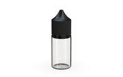 Chubby Gorilla - 30ML Stubby Unicorn Bottle - Clear Bottle / Black Cap - V3 - With Reducer Tip - Copackr.com