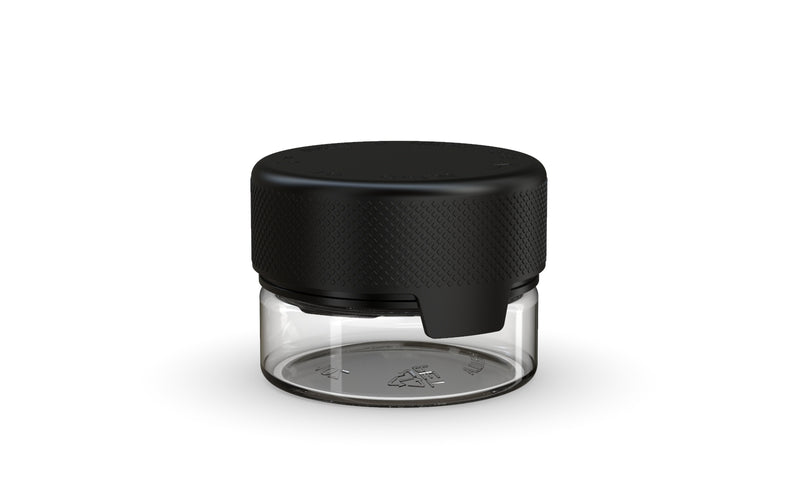 30CC/1FL.OZ/30ML Aviator CR - Container With Inner Seal & Tamper - Clear Natural With Opaque Black Lid - Copackr.com