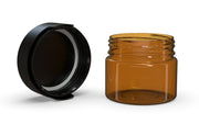 300CC/10FL.OZ/300ML Aviator CR - XL Container With Inner Seal & Tamper - Translucent Amber With Opaque Black Lid - Copackr.com
