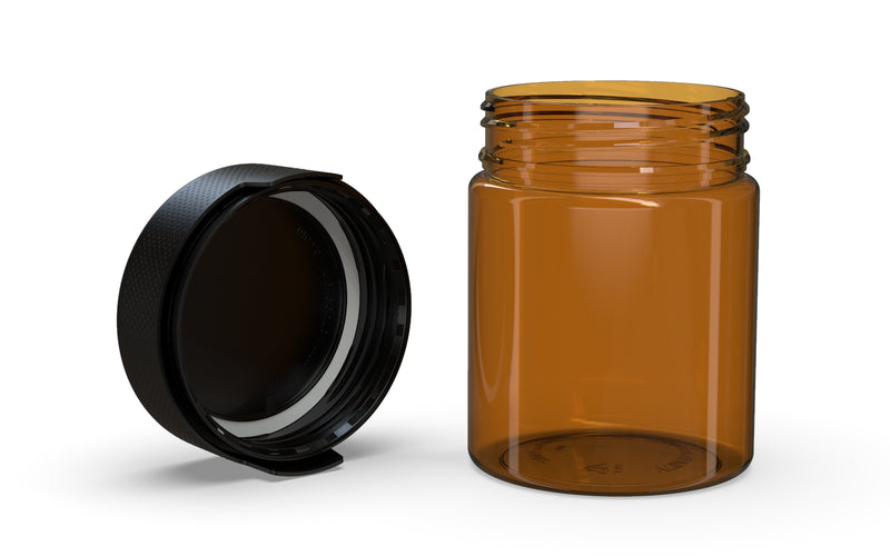 550CC/18.5FL.OZ/550ML Aviator CR - XL Container With Inner Seal & Tamper - Translucent Amber With Opaque Black Lid - Copackr.com