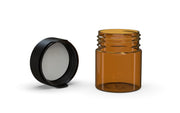 90CC/3FL.OZ/90ML Aviator CR - Container With Inner Seal & Tamper - Translucent Amber With Opaque Black Lid - Copackr.com