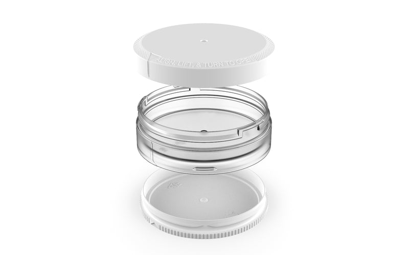 X2 Dual Compartment Pouch Container by Chubby Gorilla® - 40G - Clear Natural with Opaque White Lid - Copackr.com