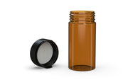 180CC/6FL.OZ/180ML Aviator CR - Container With Inner Seal & Tamper - Translucent Amber With Opaque Black Lid - Copackr.com