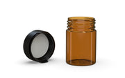 120CC/4FL.OZ/120ML Aviator CR - Container With Inner Seal & Tamper - Translucent Amber With Opaque Black Lid - Copackr.com