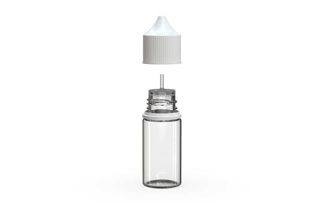 Chubby Gorilla – 30 ml Stubby Produktionsbereite Einhornflasche – Klare Flasche/Weißer Verschluss – V3