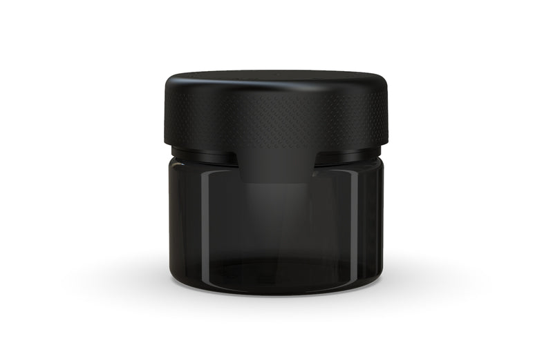 300CC/10FL.OZ/300ML Aviator CR - XL Container With Inner Seal & Tamper - Translucent Black With Opaque Black Lid - Copackr.com