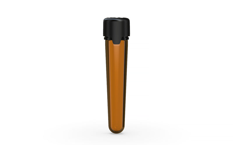 Aviator CR - Tube 100MM with Inner Seal & Tamper - Translucent Amber with Opaque Black Lid - Copackr.com