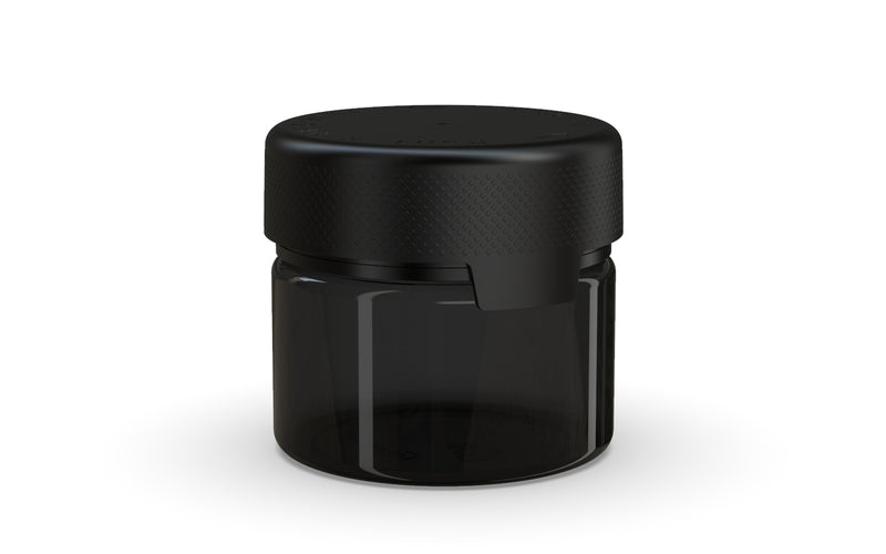 300CC/10FL.OZ/300ML Aviator CR - XL Container With Inner Seal & Tamper - Translucent Black With Opaque Black Lid - Copackr.com