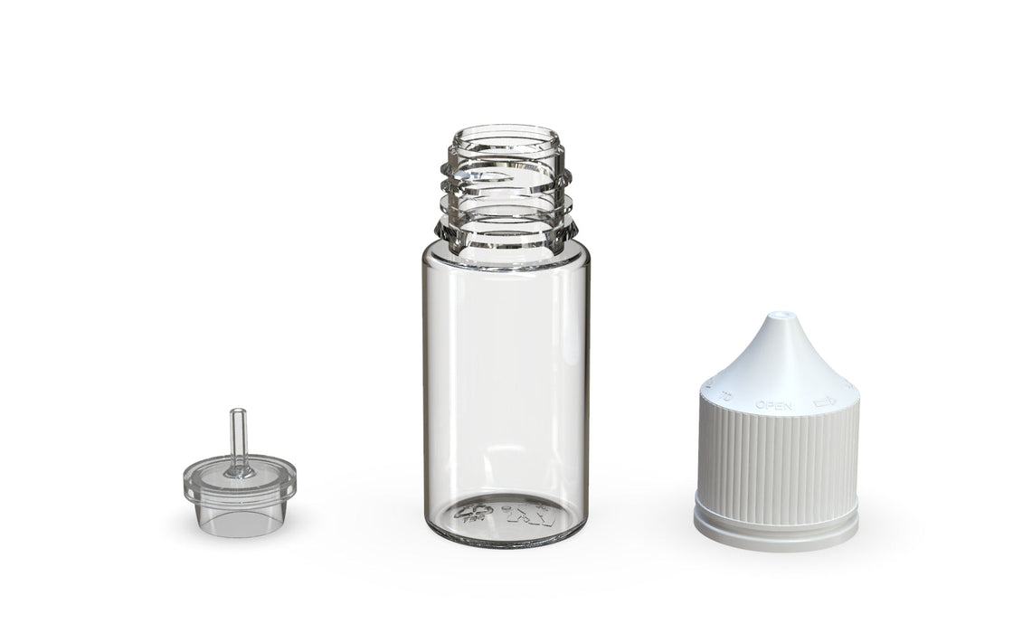 Chubby Gorilla – 30 ml Stubby Produktionsbereite Einhornflasche – Klare Flasche/Weißer Verschluss – V3