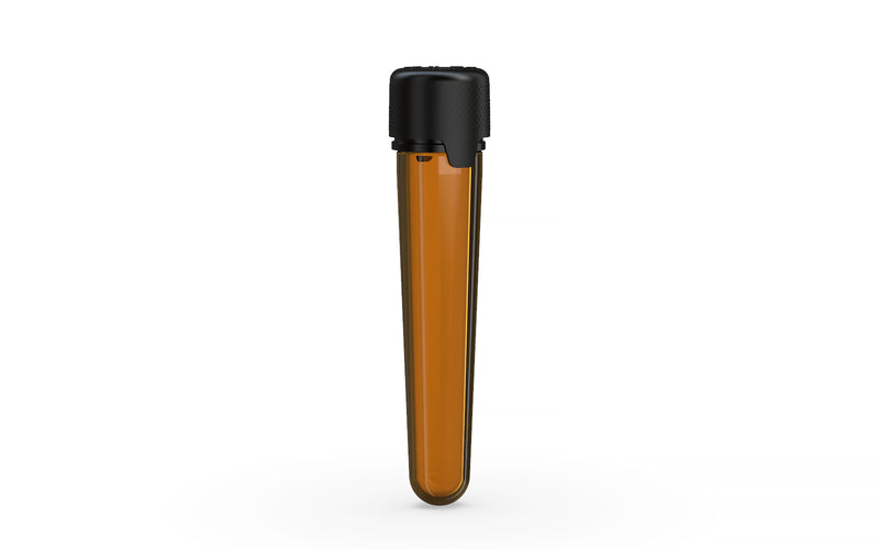 Aviator CR - Tube 100MM with Inner Seal & Tamper - Translucent Amber with Opaque Black Lid - Copackr.com