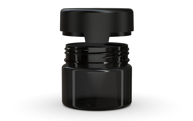 300CC/10FL.OZ/300ML Aviator CR - XL Container With Inner Seal & Tamper - Translucent Black With Opaque Black Lid - Copackr.com