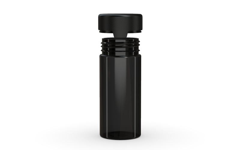 240CC/8FL.OZ/240ML Aviator CR - Container With Inner Seal & Tamper - Translucent Black With Opaque Black Lid - Copackr.com