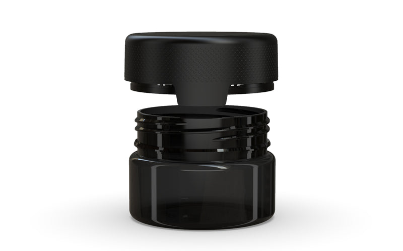 220CC/7.5FL.OZ/220ML Aviator CR - XL Container With Inner Seal & Tamper - Translucent Black With Opaque Black Lid - Copackr.com