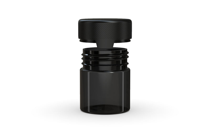 90CC/3FL.OZ/90ML Aviator CR - Container With Inner Seal & Tamper - Translucent Black With Opaque Black Lid - Copackr.com