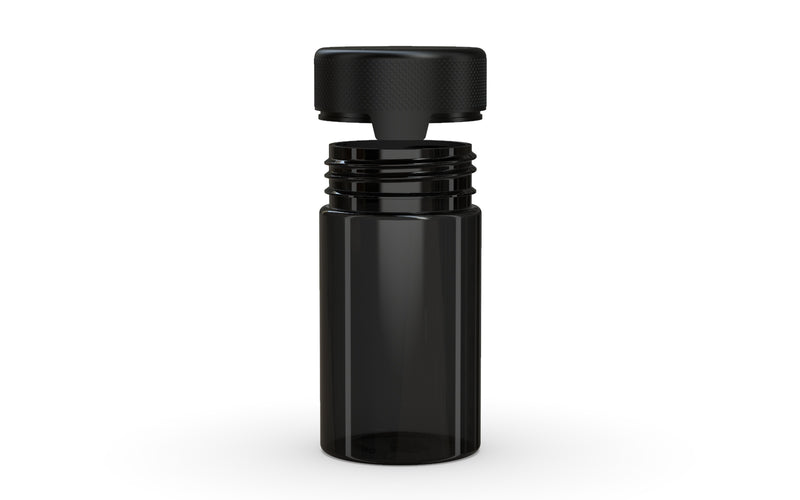 150CC/5FL.OZ/150ML Aviator CR - Container With Inner Seal & Tamper - Translucent Black With Opaque Black Lid - Copackr.com