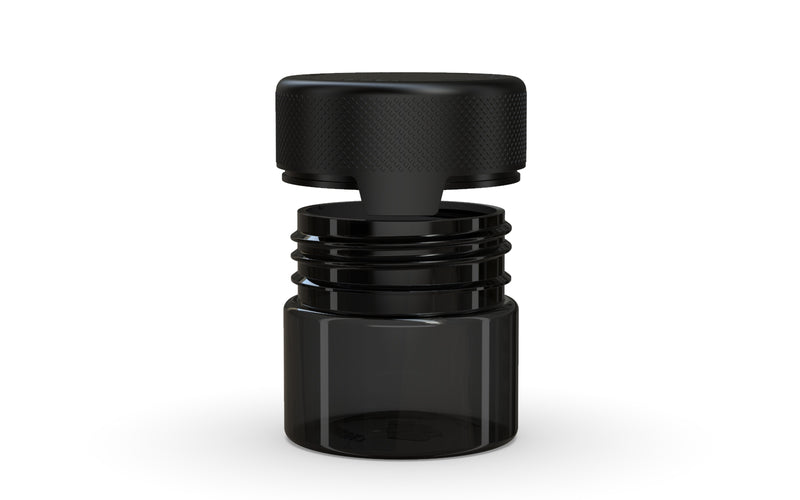 60CC/2FL.OZ/60ML Aviator CR - Container With Inner Seal & Tamper - Translucent Black With Opaque Black Lid - Copackr.com