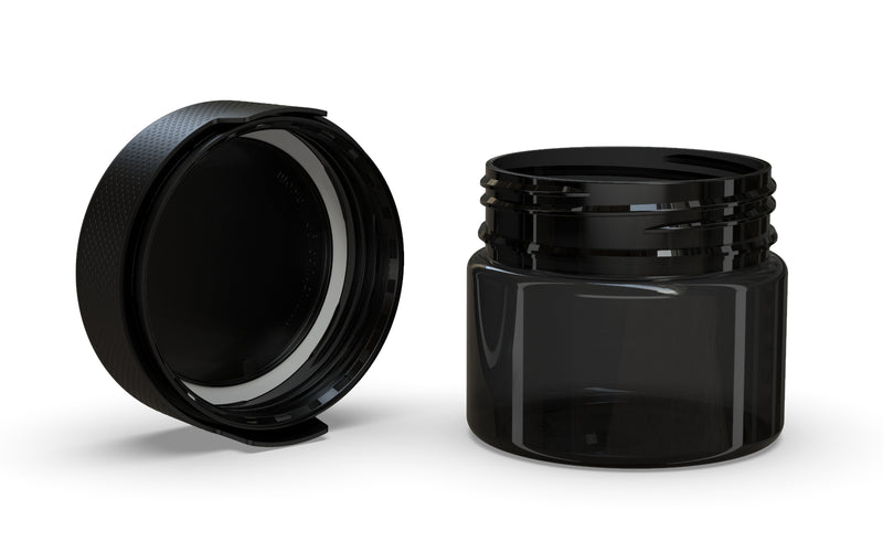 300CC/10FL.OZ/300ML Aviator CR - XL Container With Inner Seal & Tamper - Translucent Black With Opaque Black Lid - Copackr.com