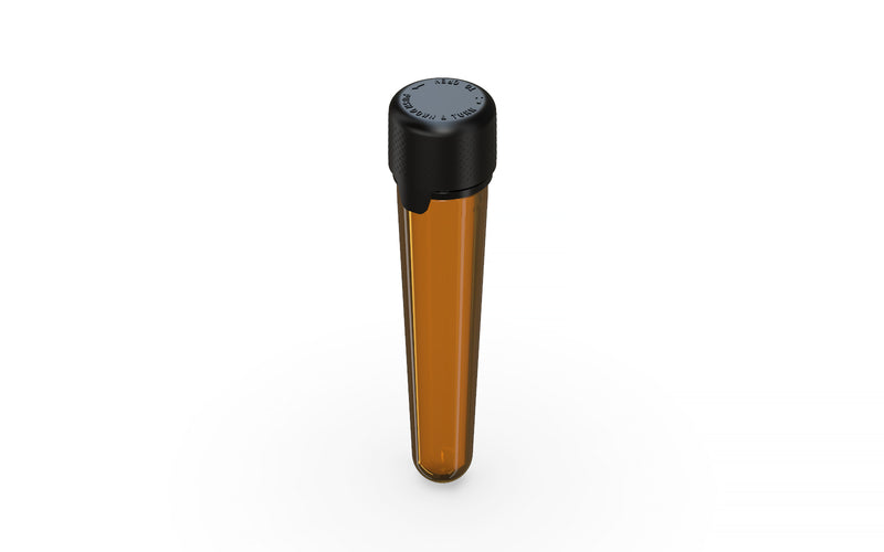 Aviator CR - Tube 100MM with Inner Seal & Tamper - Translucent Amber with Opaque Black Lid - Copackr.com
