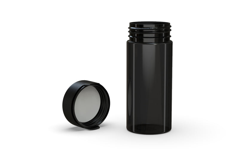 240CC/8FL.OZ/240ML Aviator CR - Container With Inner Seal & Tamper - Translucent Black With Opaque Black Lid - Copackr.com