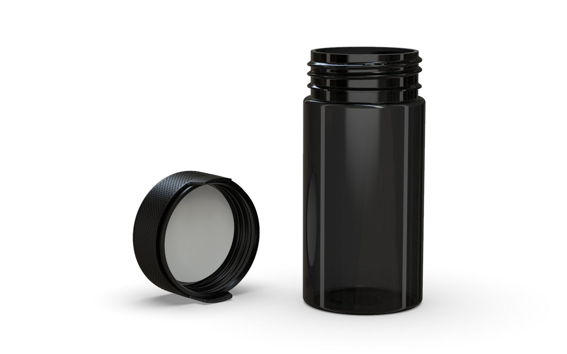 180CC/6FL.OZ/180ML Aviator CR - Container With Inner Seal & Tamper - Translucent Black With Opaque Black Lid