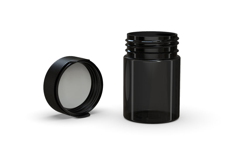 120CC/4FL.OZ/120ML Aviator CR - Container With Inner Seal & Tamper - Translucent Black With Opaque Black Lid - Copackr.com