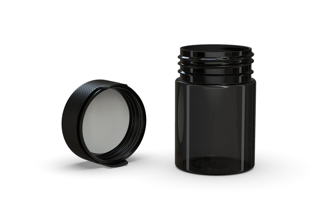 120CC/4OZ/120ML Aviator CR - Container With Inner Seal & Tamper - Translucent Black With Opaque Black Lid