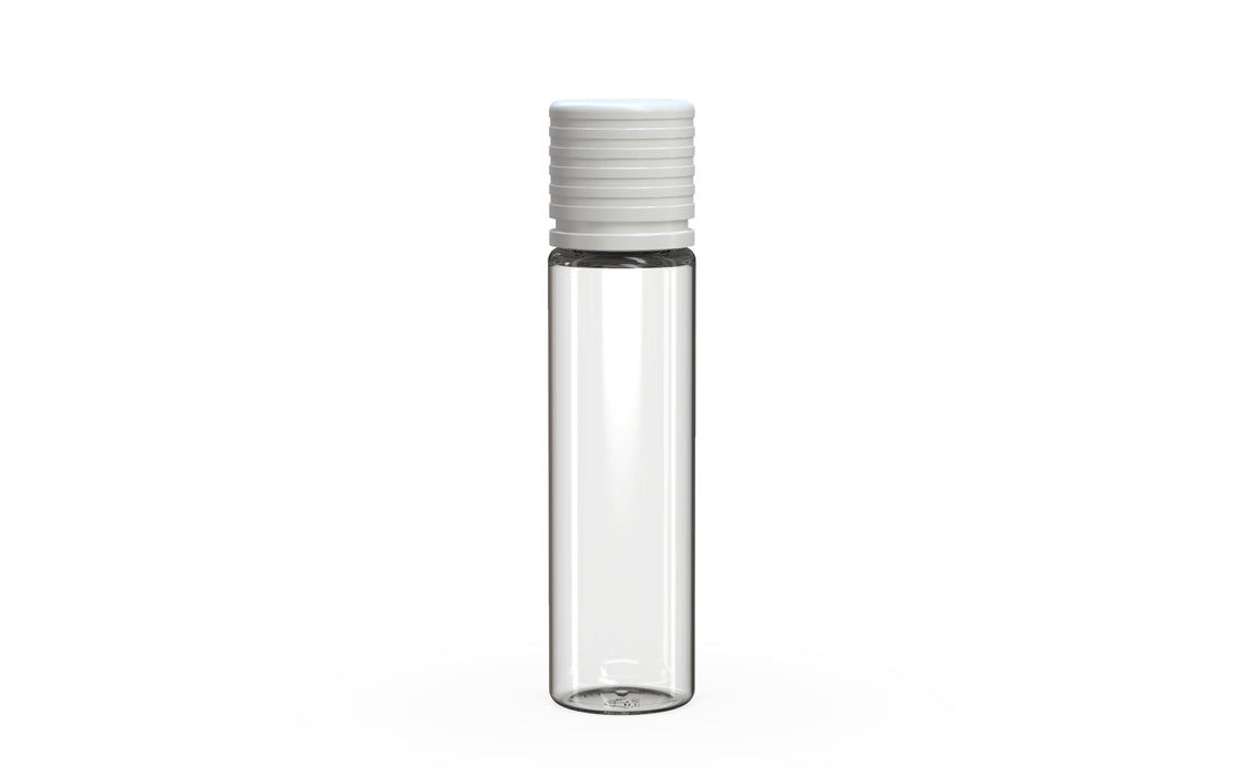 Chubby Gorilla Spiral CR 20ML unicorn bottle, clear natural bottle with opaque white child-resistant cap