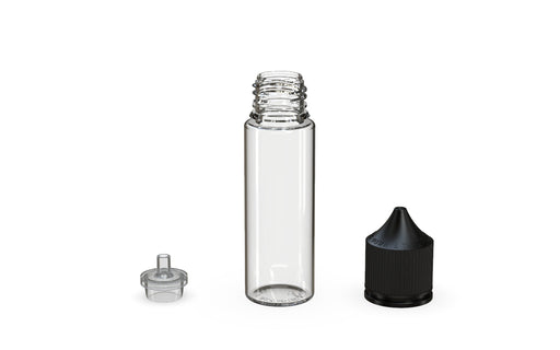 Chubby Gorilla - 50ML Unicorn Bottle - Clear Bottle / Black Cap - V3 - With Reducer Tip - Copackr.com