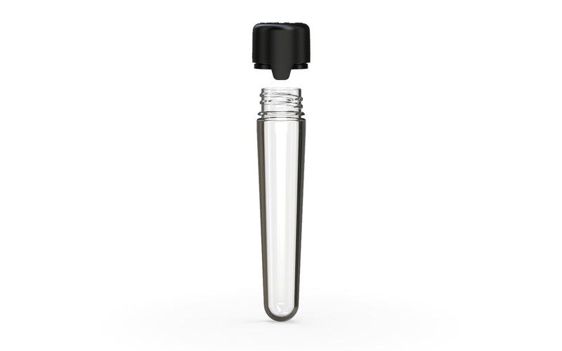 Aviator CR - Tube 100MM with Inner Seal & Tamper - Clear Natural (Transparent) with Opaque Black Lid - Copackr.com