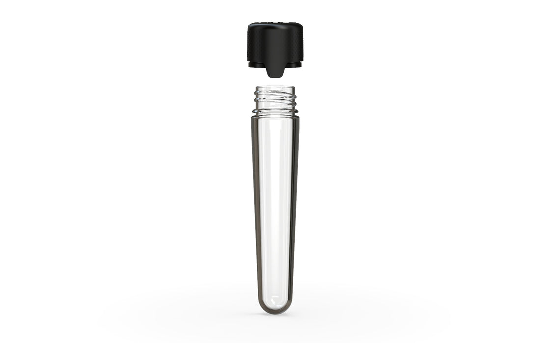 Aviator CR - Tube 100MM with Inner Seal & Tamper - Clear Natural (Transparent) with Opaque Black Lid