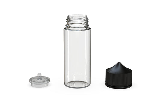 Chubby Gorilla - 120ML Unicorn Bottle - Clear Bottle / Black Cap - V3 - With Reducer Tip - Copackr.com