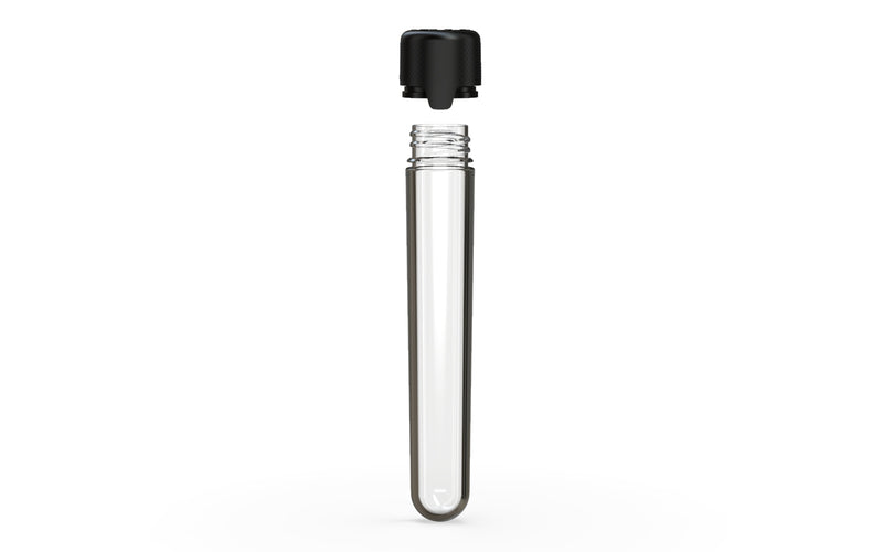 Aviator CR - Tube 120MM with Inner Seal & Tamper - Clear Natural (Transparent) with Opaque Black Lid - Copackr.com