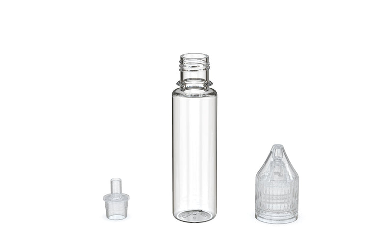 Chubby Gorilla - 20ML Unicorn Bottle - Clear Bottle / Clear Cap - V3 - With Reducer Tip - Copackr.com