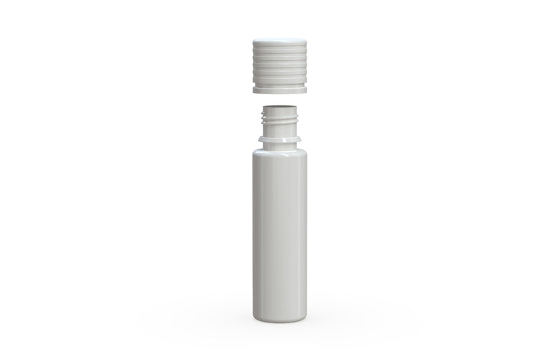 Chubby Gorilla Spiral CR 20ML unicorn bottle, opaque white bottle with opaque white child-resistant cap, cap detail