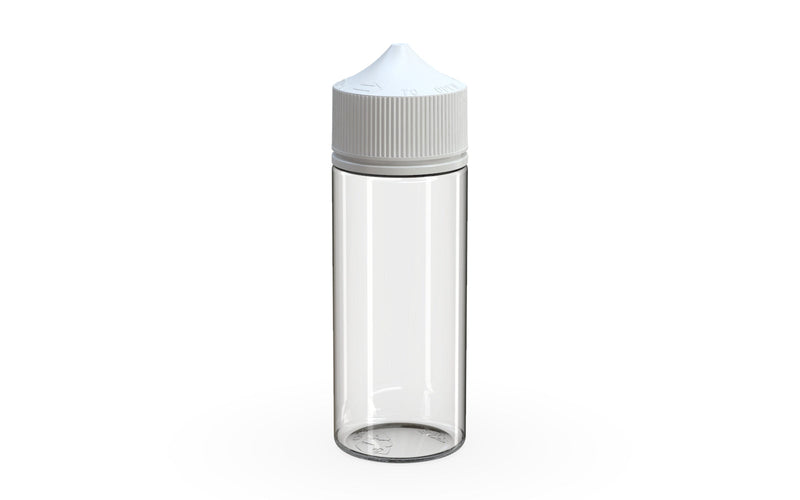 Chubby Gorilla - 120ML Unicorn Bottle - Clear Bottle / White Cap - V3 - With Reducer Tip - Copackr.com
