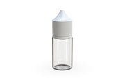 Chubby Gorilla - 30ML Stubby Unicorn Bottle - Clear Bottle / White Cap - V3 - With Reducer Tip - Copackr.com