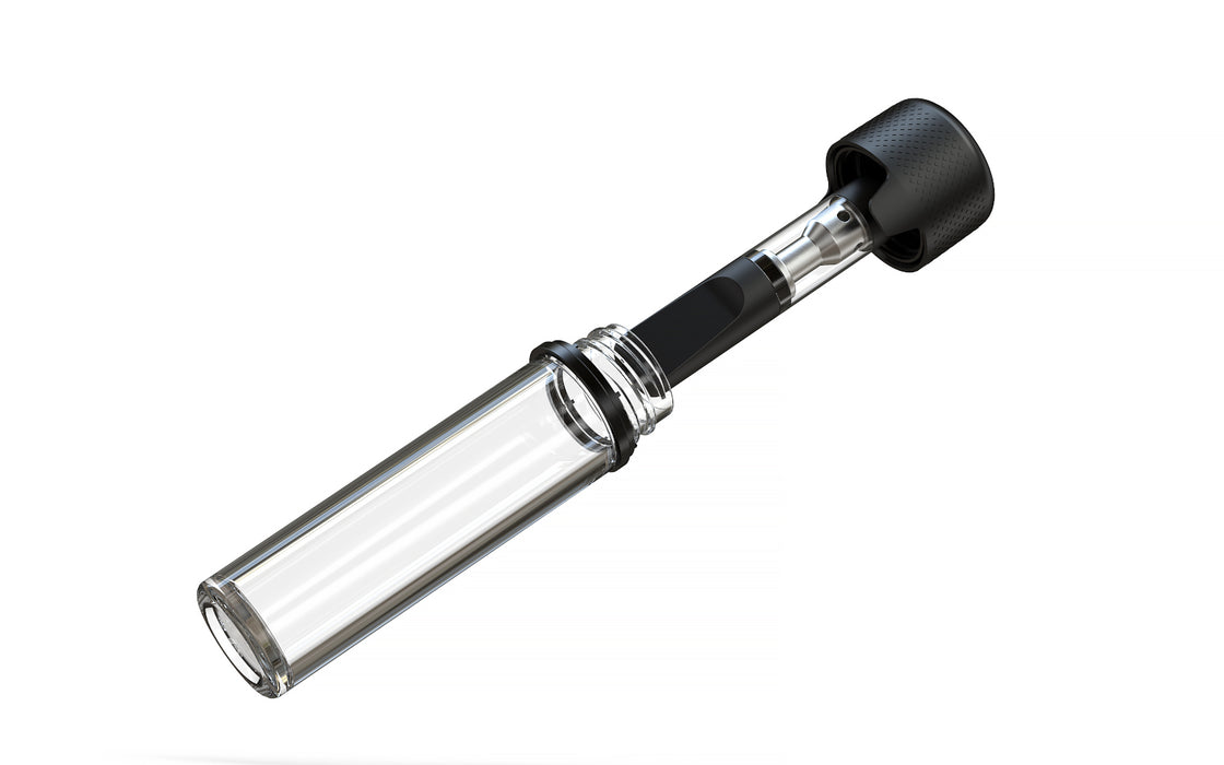 510 Cartridge Aviator CR Container Flat Top - Container With Inner Seal & Tamper - Clear Natural With Opaque Black Lid