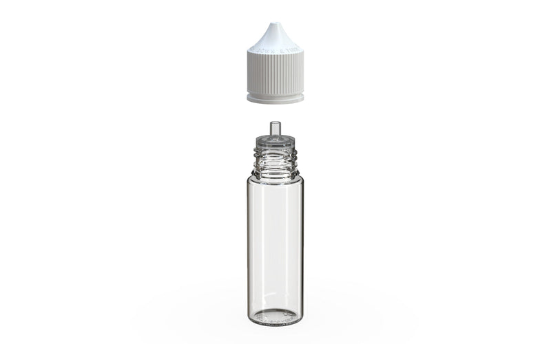 Chubby Gorilla - 50ml Unicorn Bottle - Clear Bottle / White Cap - V3 - With Reducer Tip - Copackr.com