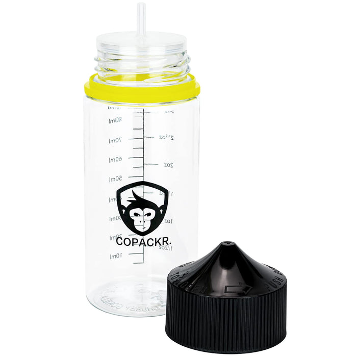 Copackr Chubby Gorilla V3 dropper bottles, plastic bottles with measure for oil, ink and/ or chemicals, perfect for travel, liquid bottles, with child safe cap, set of 5 (100 ml)