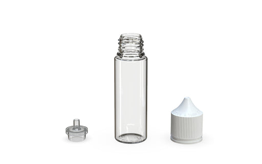 Chubby Gorilla - 50ml Unicorn Bottle - Clear Bottle / White Cap - V3 - With Reducer Tip - Copackr.com